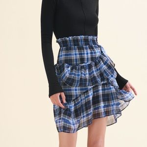 Maje Jolanta Tiered Ruffled Plaid Skirt